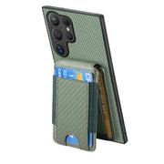 For Samsung Galaxy S24 Ultra 5G Carbon Fiber Vertical Flip Wallet Stand Phone Case(Green)