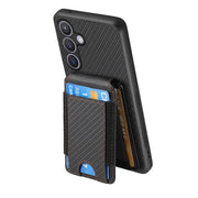 For Samsung Galaxy S24 5G Carbon Fiber Vertical Flip Wallet Stand Phone Case(Black)