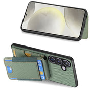 For Samsung Galaxy S24 5G Carbon Fiber Vertical Flip Wallet Stand Phone Case(Green)