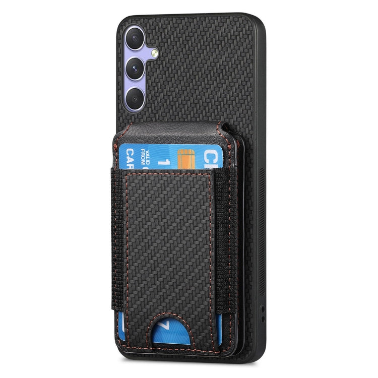 For Samsung Galaxy S25 5G Carbon Fiber Vertical Flip Wallet Stand Phone Case(Black) - Galaxy S25 5G Cases by PMC Jewellery | Online Shopping South Africa | PMC Jewellery | Buy Now Pay Later Mobicred