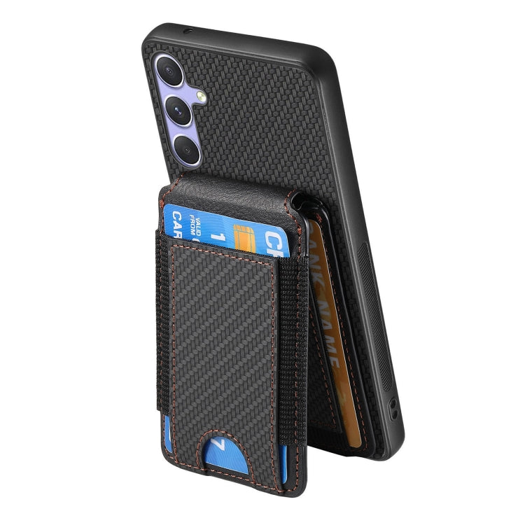 For Samsung Galaxy S25 5G Carbon Fiber Vertical Flip Wallet Stand Phone Case(Black) - Galaxy S25 5G Cases by PMC Jewellery | Online Shopping South Africa | PMC Jewellery | Buy Now Pay Later Mobicred