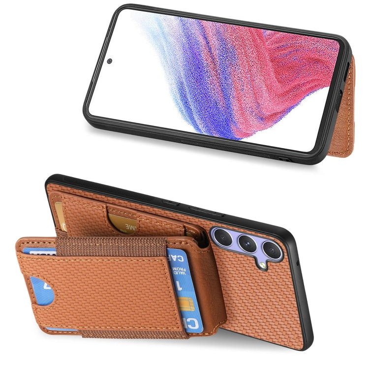 For Samsung Galaxy S25+ 5G Carbon Fiber Vertical Flip Wallet Stand Phone Case(Brown) - Galaxy S25+ 5G Cases by PMC Jewellery | Online Shopping South Africa | PMC Jewellery | Buy Now Pay Later Mobicred
