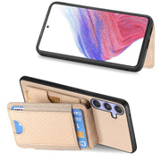 For Samsung Galaxy S25+ 5G Carbon Fiber Vertical Flip Wallet Stand Phone Case(Khaki)