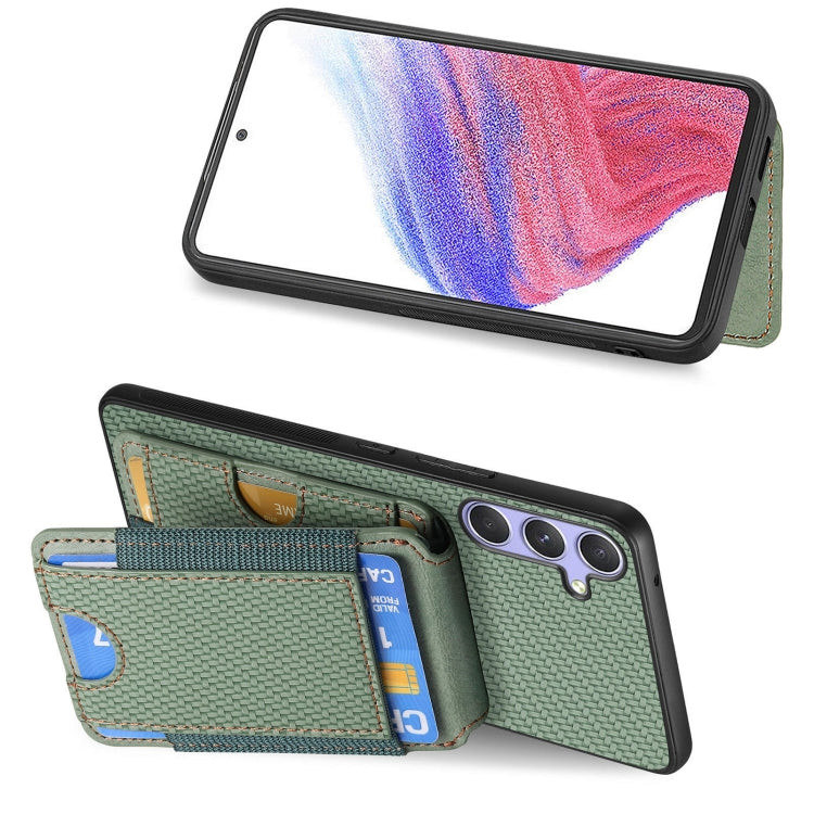 For Samsung Galaxy S25+ 5G Carbon Fiber Vertical Flip Wallet Stand Phone Case(Green) - Galaxy S25+ 5G Cases by PMC Jewellery | Online Shopping South Africa | PMC Jewellery | Buy Now Pay Later Mobicred