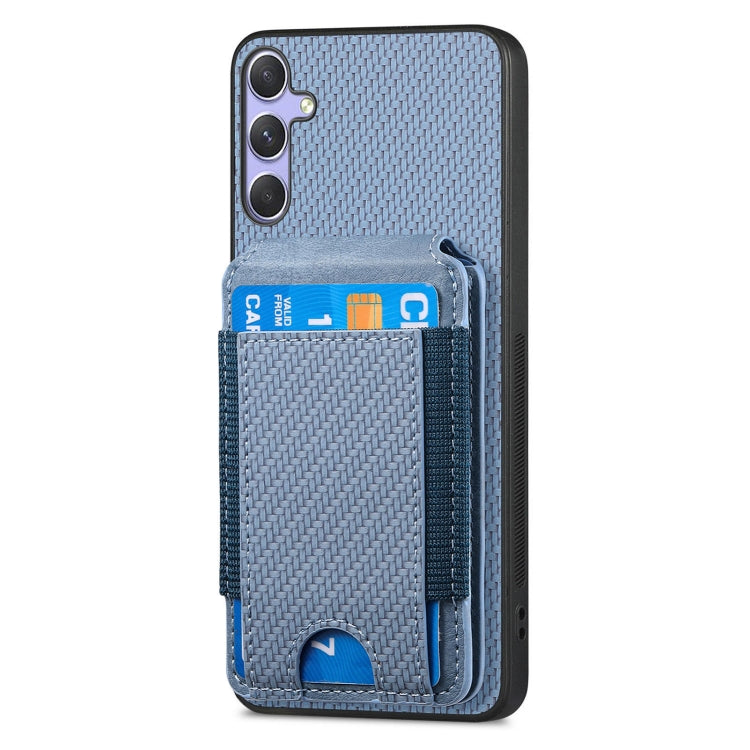 For Samsung Galaxy S25 Ultra 5G Carbon Fiber Vertical Flip Wallet Stand Phone Case(Blue) - Galaxy S25 Ultra 5G Cases by PMC Jewellery | Online Shopping South Africa | PMC Jewellery | Buy Now Pay Later Mobicred