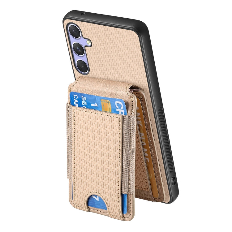 For Samsung Galaxy S25 Ultra 5G Carbon Fiber Vertical Flip Wallet Stand Phone Case(Khaki) - Galaxy S25 Ultra 5G Cases by PMC Jewellery | Online Shopping South Africa | PMC Jewellery | Buy Now Pay Later Mobicred