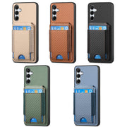 For Samsung Galaxy S25 Ultra 5G Carbon Fiber Vertical Flip Wallet Stand Phone Case(Brown)
