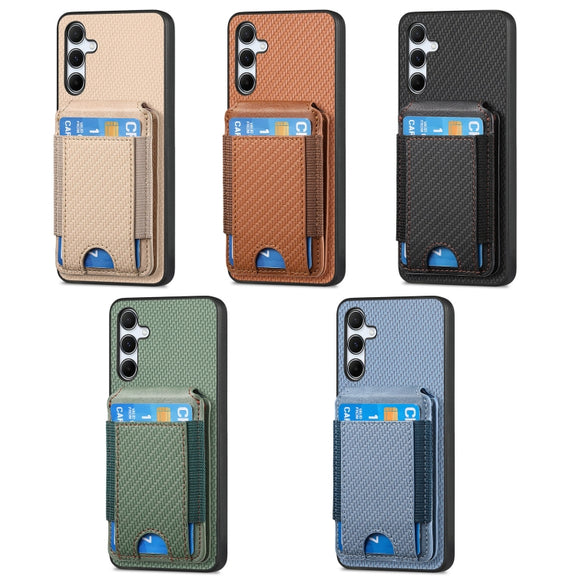 For Samsung Galaxy S25 Ultra 5G Carbon Fiber Vertical Flip Wallet Stand Phone Case(Brown)