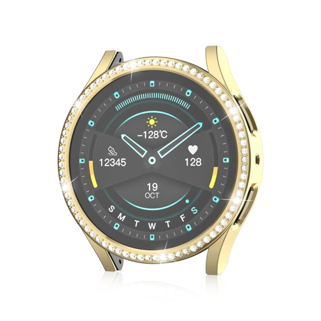 For Samsung Galaxy Watch 7 40mm Single Diamond Hollow PC Watch Protective Case(Gold)