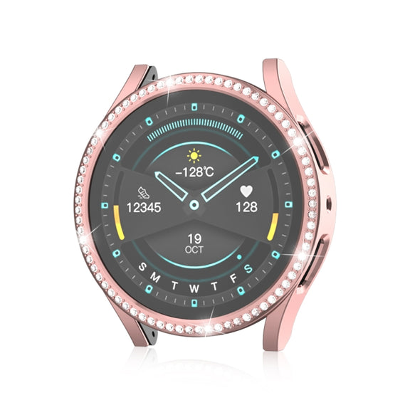For Samsung Galaxy Watch 7 40mm Single Diamond Hollow PC Watch Protective Case(Pink)