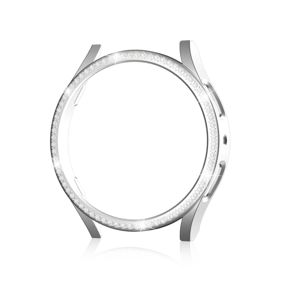 For Samsung Galaxy Watch 7 40mm Single Diamond Hollow PC Watch Protective Case(Silver)