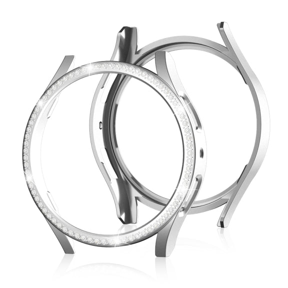 For Samsung Galaxy Watch 7 40mm Single Diamond Hollow PC Watch Protective Case(Silver)