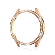 For Samsung Galaxy Watch 7 40mm Single Diamond Hollow PC Watch Protective Case(Rose Gold)