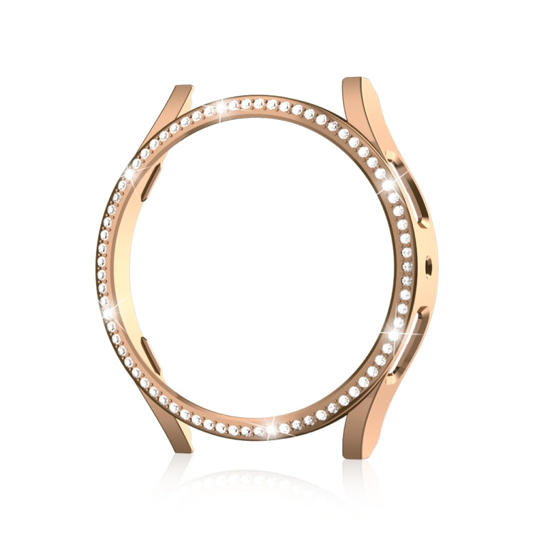 For Samsung Galaxy Watch 7 40mm Single Diamond Hollow PC Watch Protective Case(Rose Gold)