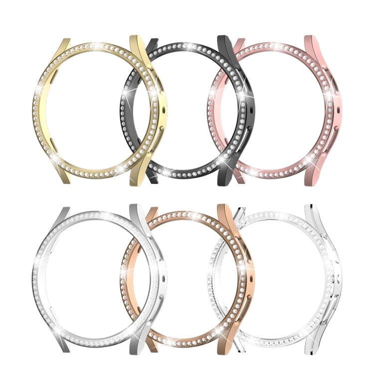 For Samsung Galaxy Watch 7 40mm Single Diamond Hollow PC Watch Protective Case(Rose Gold)