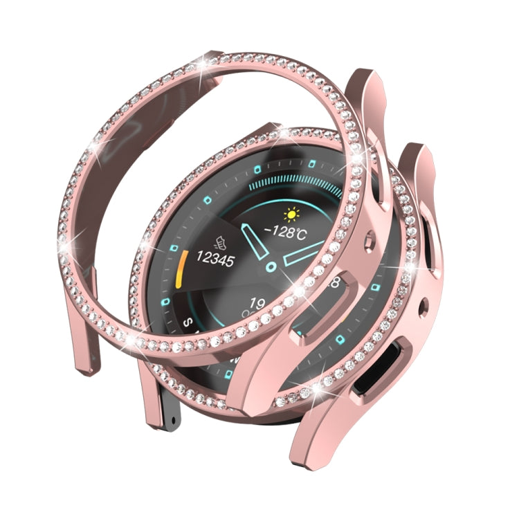 For Samsung Galaxy Watch 7 40mm Single Diamond Hollow PC Watch Protective Case(Rose Gold)