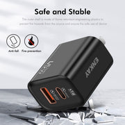 ENKAY FC-001 45W USB-A + USB-C / Type-C Dual Ports Quick Charger, US Plug(Black)