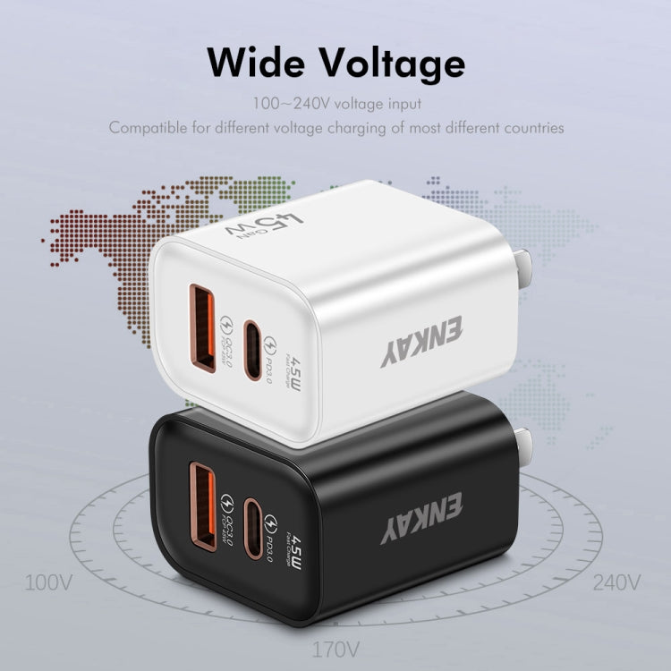 ENKAY FC-001 45W USB-A + USB-C / Type-C Dual Ports Quick Charger, US Plug(Light Green)