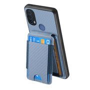 For Motorola Moto E20 / E30 Carbon Fiber Vertical Flip Wallet Stand Phone Case(Blue)
