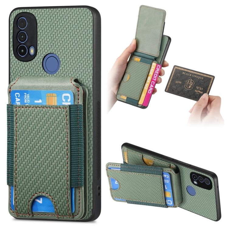 For Motorola Moto E40 Carbon Fiber Vertical Flip Wallet Stand Phone Case(Green) - Motorola Cases by PMC TechLife | Online Shopping South Africa | PMC TechLife | Buy Now Pay Later Mobicred