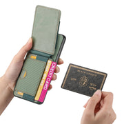 For Motorola Moto E40 Carbon Fiber Vertical Flip Wallet Stand Phone Case(Green)
