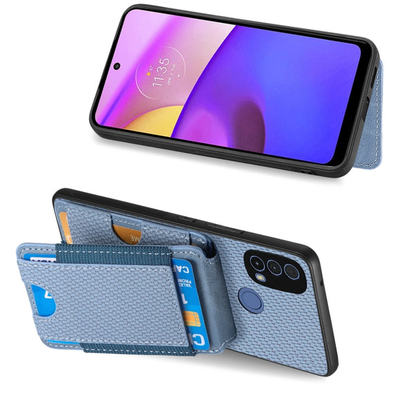 For Motorola Moto G Stylus 5G 2024 Carbon Fiber Vertical Flip Wallet Stand Phone Case(Blue)