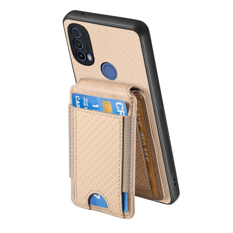 For Motorola Moto G Stylus 5G 2024 Carbon Fiber Vertical Flip Wallet Stand Phone Case(Khaki)