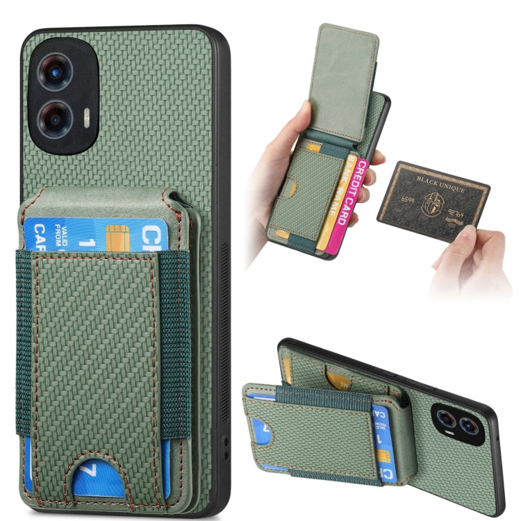 For Motorola Moto G 5G 2024 4G Carbon Fiber Vertical Flip Wallet Stand Phone Case(Green) - Motorola Cases by PMC TechLife | Online Shopping South Africa | PMC TechLife | Buy Now Pay Later Mobicred