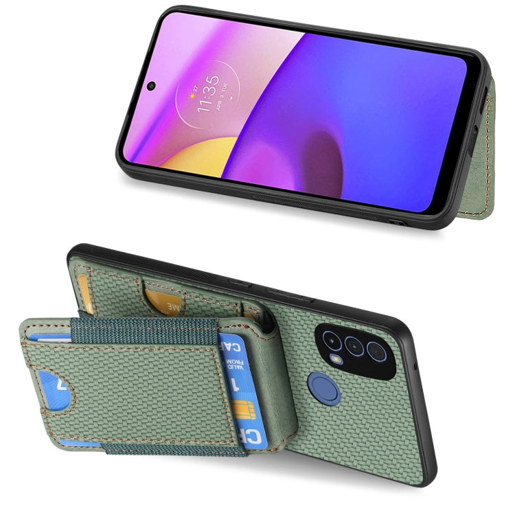 For Motorola Moto G 5G 2024 4G Carbon Fiber Vertical Flip Wallet Stand Phone Case(Green)