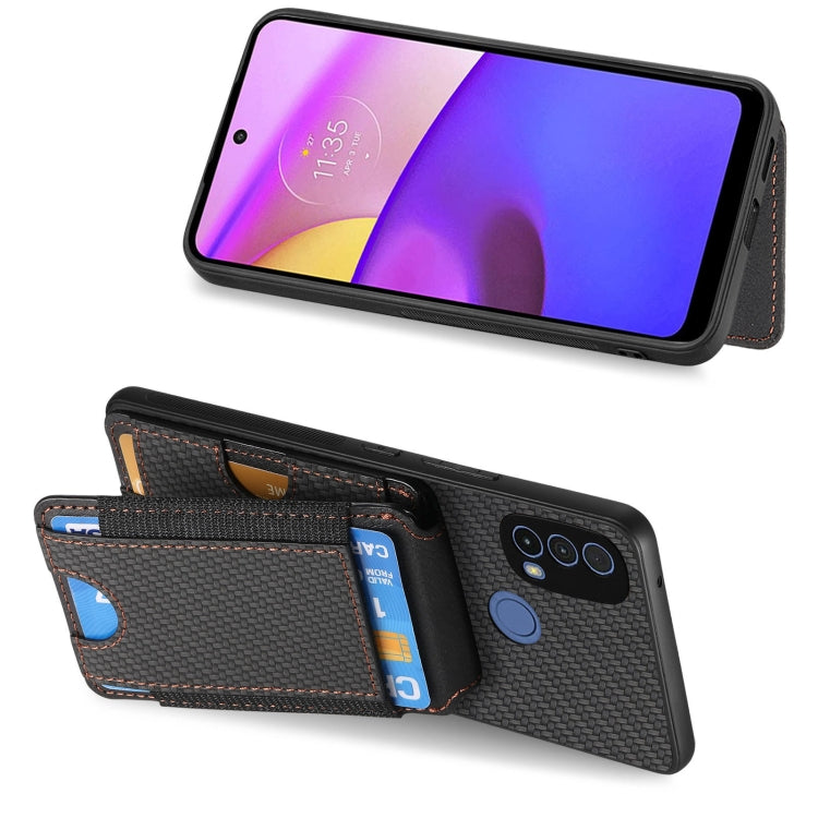 For Motorola Moto G Power 2024 5G Carbon Fiber Vertical Flip Wallet Stand Phone Case(Black)