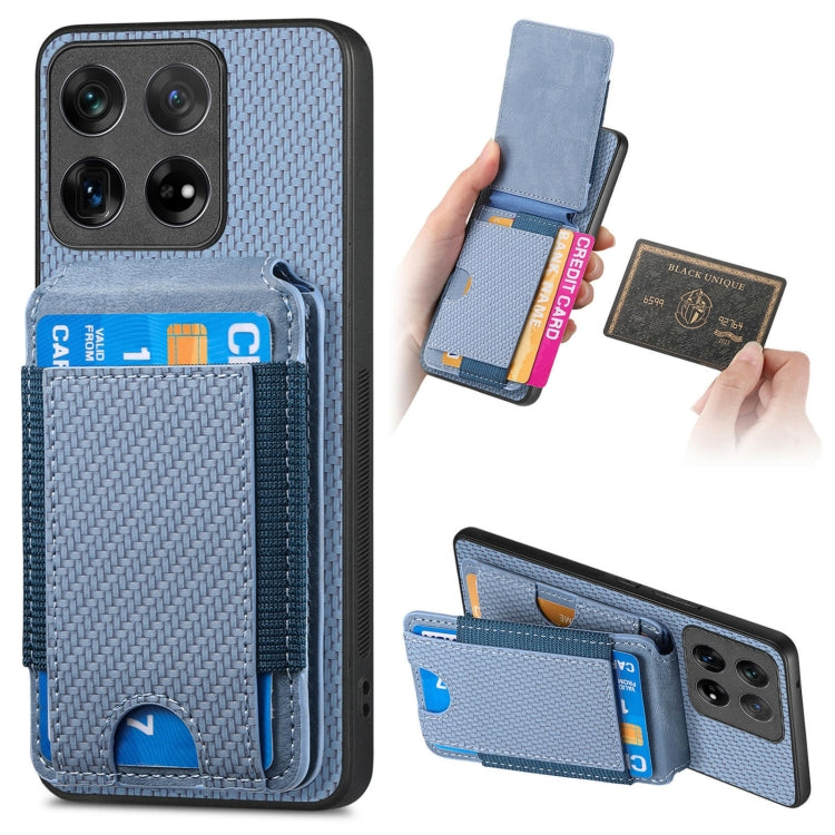 For OnePlus 12 5G Carbon Fiber Vertical Flip Wallet Stand Phone Case(Blue) - OnePlus Cases by PMC TechLife | Online Shopping South Africa | PMC TechLife | Buy Now Pay Later Mobicred