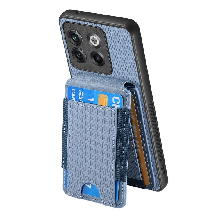 For OnePlus 12 5G Carbon Fiber Vertical Flip Wallet Stand Phone Case(Blue) - OnePlus Cases by PMC TechLife | Online Shopping South Africa | PMC TechLife | Buy Now Pay Later Mobicred