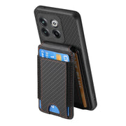 For OnePlus 12 5G Carbon Fiber Vertical Flip Wallet Stand Phone Case(Black)