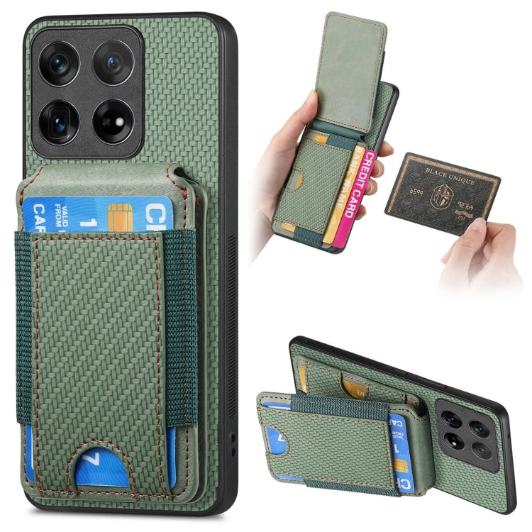 For OnePlus 12 5G Carbon Fiber Vertical Flip Wallet Stand Phone Case(Green) - OnePlus Cases by PMC TechLife | Online Shopping South Africa | PMC TechLife | Buy Now Pay Later Mobicred