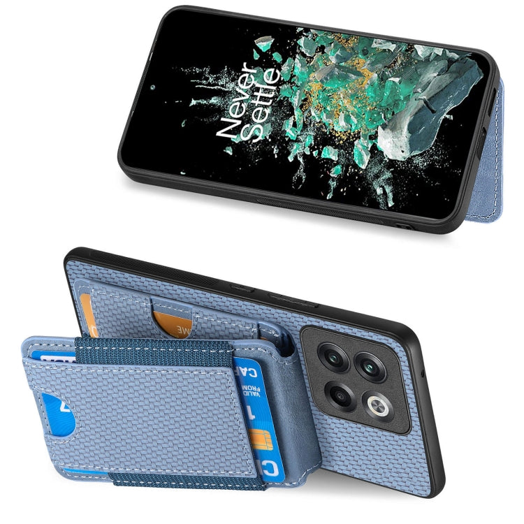 For OnePlus Nord CE3 Carbon Fiber Vertical Flip Wallet Stand Phone Case(Blue) - OnePlus Cases by PMC TechLife | Online Shopping South Africa | PMC TechLife | Buy Now Pay Later Mobicred