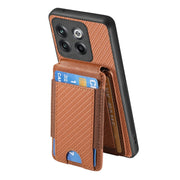 For OnePlus Nord CE3 Carbon Fiber Vertical Flip Wallet Stand Phone Case(Brown)