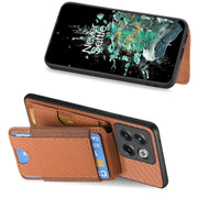 For OnePlus Nord CE3 Carbon Fiber Vertical Flip Wallet Stand Phone Case(Brown)