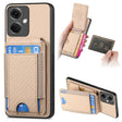 For OnePlus Nord CE3 Carbon Fiber Vertical Flip Wallet Stand Phone Case(Khaki) - OnePlus Cases by PMC TechLife | Online Shopping South Africa | PMC TechLife | Buy Now Pay Later Mobicred