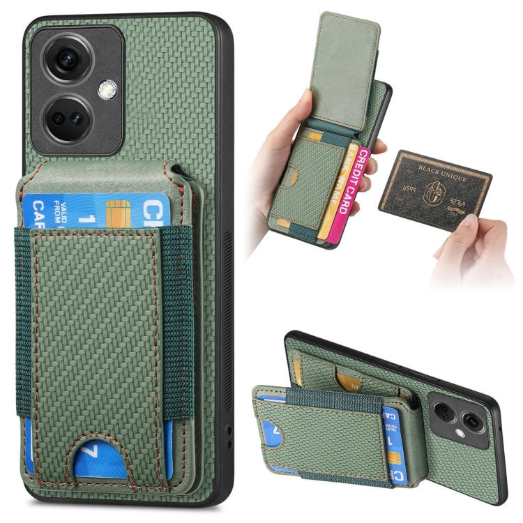 For OnePlus Nord CE3 Carbon Fiber Vertical Flip Wallet Stand Phone Case(Green) - OnePlus Cases by PMC TechLife | Online Shopping South Africa | PMC TechLife | Buy Now Pay Later Mobicred