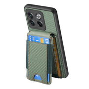 For OnePlus Nord CE3 Carbon Fiber Vertical Flip Wallet Stand Phone Case(Green)