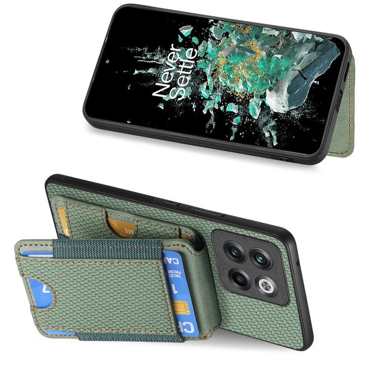 For OnePlus Nord CE3 Carbon Fiber Vertical Flip Wallet Stand Phone Case(Green) - OnePlus Cases by PMC TechLife | Online Shopping South Africa | PMC TechLife | Buy Now Pay Later Mobicred