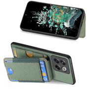 For OnePlus Nord CE3 Carbon Fiber Vertical Flip Wallet Stand Phone Case(Green)