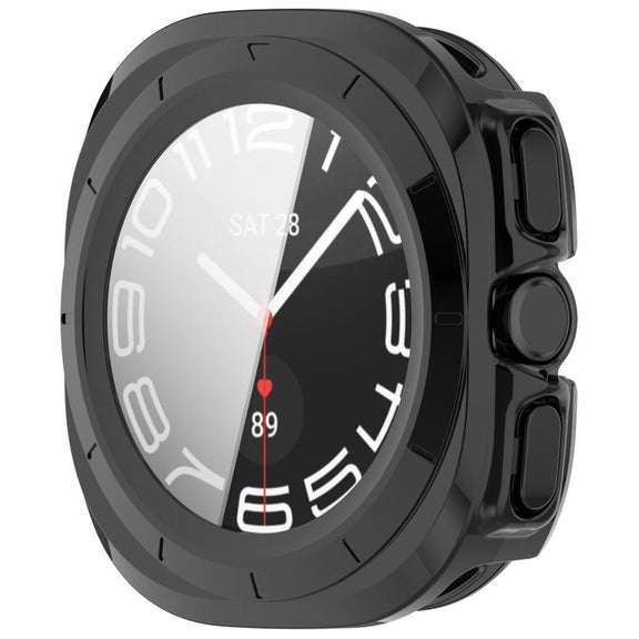 For Samsung Galaxy Watch Ultra 47mm PC+Tempered Film Integrated Water-resistant Watch Protective Case(Black)