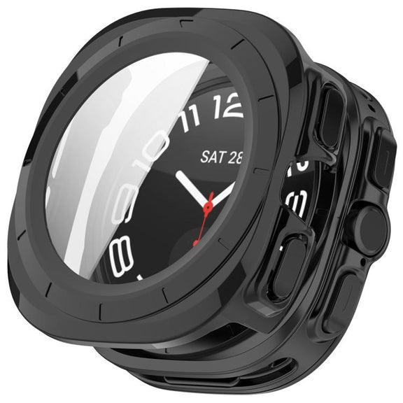 For Samsung Galaxy Watch Ultra 47mm PC+Tempered Film Integrated Water-resistant Watch Protective Case(Black)