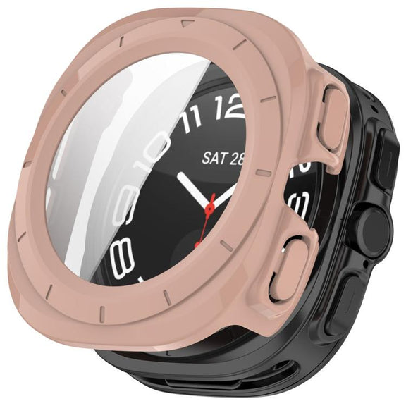 For Samsung Galaxy Watch Ultra 47mm PC+Tempered Film Integrated Water-resistant Watch Protective Case(Pink)