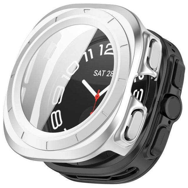For Samsung Galaxy Watch Ultra 47mm Tempered Film Integrated Water-resistant PC Watch Protective Case(Silver)