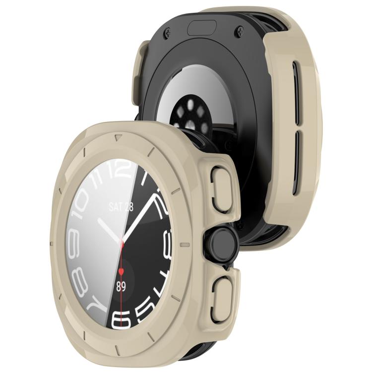For Samsung Galaxy Watch Ultra 47mm PC+Tempered Film Integrated Water-resistant Watch Protective Case(Ivory)