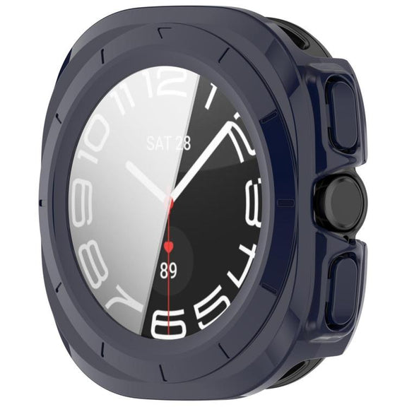 For Samsung Galaxy Watch Ultra 47mm PC+Tempered Film Integrated Water-resistant Watch Protective Case(Dark Blue)