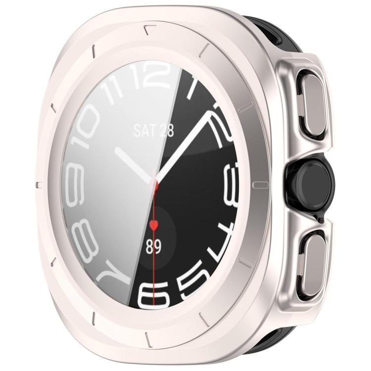 For Samsung Galaxy Watch Ultra 47mm PC+Tempered Film Integrated Water-resistant Watch Protective Case(Starlight)