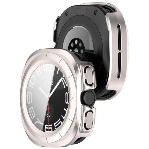 For Samsung Galaxy Watch Ultra 47mm PC+Tempered Film Integrated Water-resistant Watch Protective Case(Starlight)